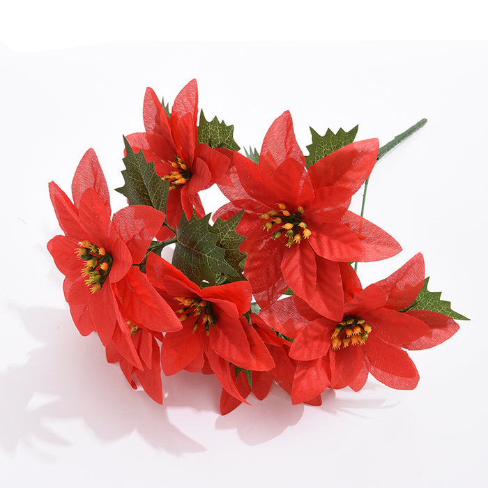 Bulk 14 Poinsettias Bush Flowers Assemble Artificial Christmas Flower —  Artificialmerch